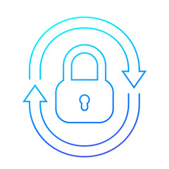 security icon with lock and arrows, thin linear