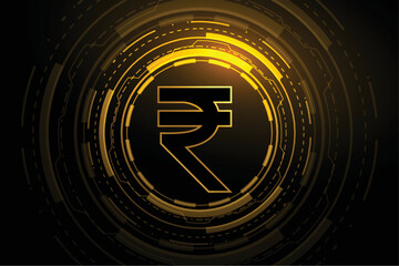 futuristic digital currency background indian rupee symbol