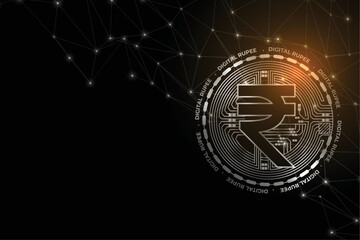 futuristic digital rupee money concept background