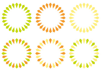 丸くてかわいいフレームパステルカラーオレンジ・イエロー・グリーンの3色素材セット