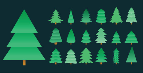 Obraz premium set of christmas tree elements design in different layout
