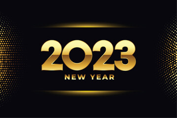 happy new year holiday banner with 2023 golden text
