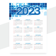 Blue vertical 2023 new year calendar layout design