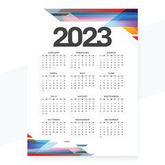 Geometric style 2023 business calendar template design