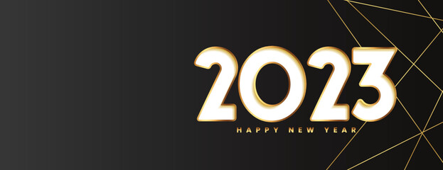 happy new year 2023 holiday wallpaper with golden lines