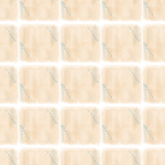 Mosaic texture ceramic tile. Beige seamless pattern. Ancient tessellation ornament. Blue flower pencil drawing. Design for wrapping paper, wallpaper, textile.