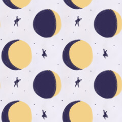Celestial planet and stars seamless pattern. Vintage background for astrology and tarot. Design for wrapping paper, wallpaper, textile. Tablecloth texture.