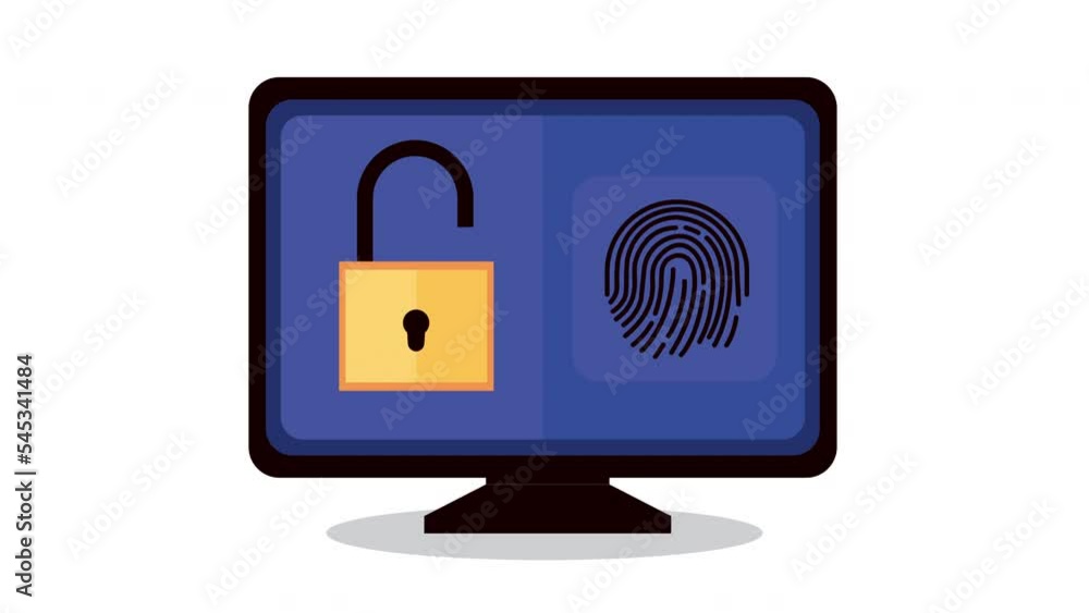 Poster desktop with padlock tech animation