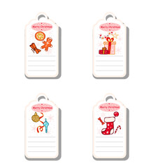 Hand drawn Christmas set notebook labels, sticker doodle style. Holiday greeting tags.