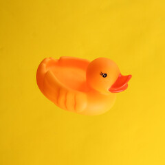 Rubber duck isolated on yellow background