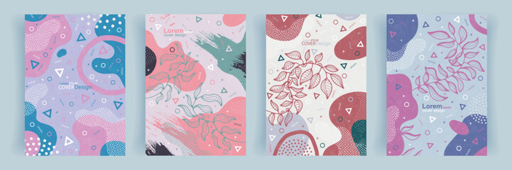 Set of modern vector templates for the cover. Cute background pattern with abstract shapes.