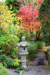 お寺の境内の紅葉	