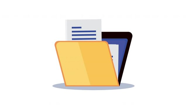 folder with file documents animation