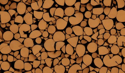 Pile of a dry chopped firewood logs