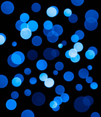 abstract blue background with circles, blue christmas lights