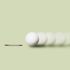 Golf ball rolling toward hole 
