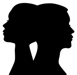 Male and female profile silhouette