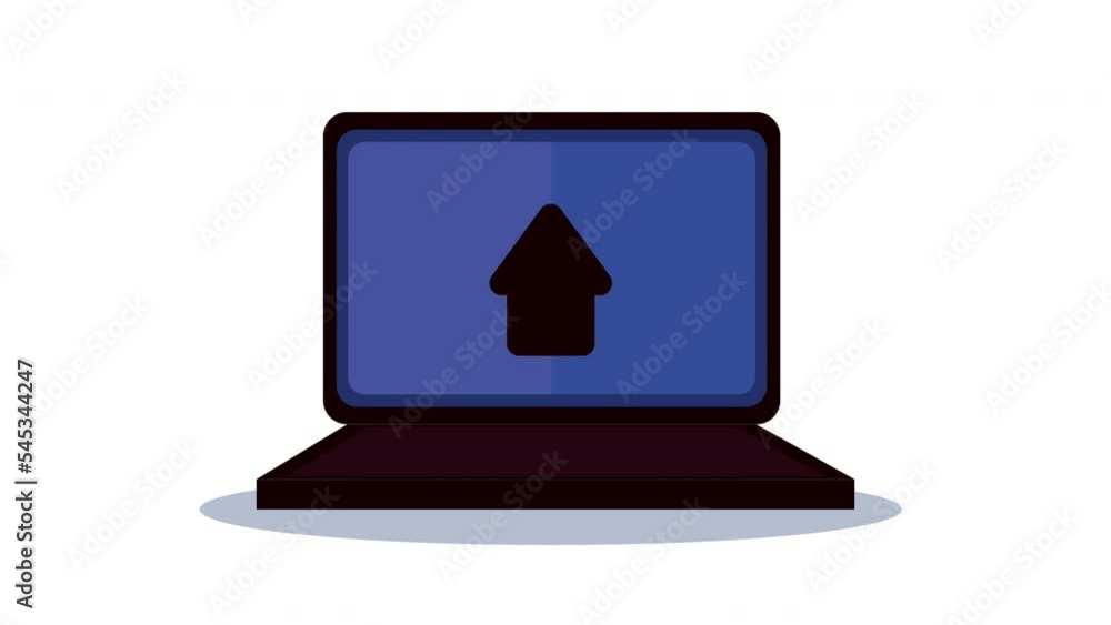 Poster laptop with arrow upload animation
