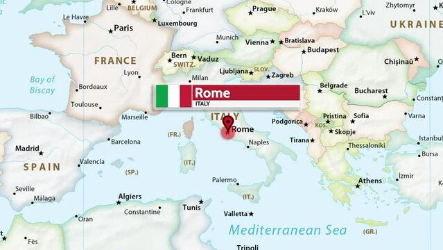Rome, Italy - Rome Map, Italy Map Animation