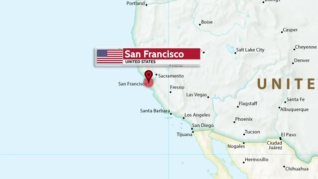 San Francisco, United States - San Francisco Map, United States Map Animation