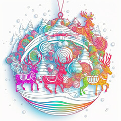Fototapeta premium Christmas tree ball, white ball, Christmas tree white ball, paper cut, vertical, horizontal, white Bauble, decoration, beautiful, cute, colorful