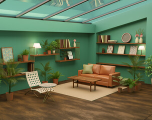 ボタニカルな部屋 3d render