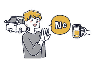 車で外出してお酒を断っている男性