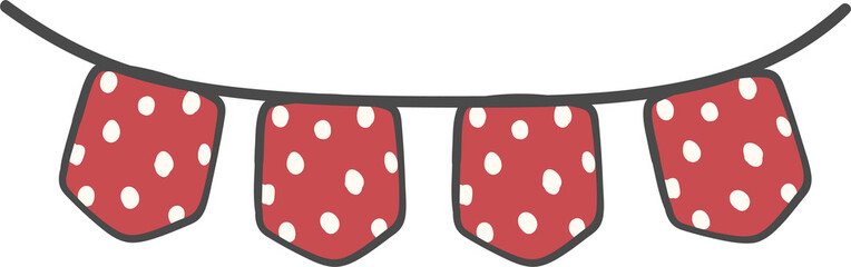 Polka dot triangle red flag banner doodle
