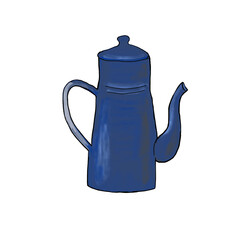 Pretty Blue coffee pot, kitchen tools clipart 