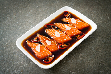 Salmon marinated Shoyu or Salmon Pickled Soy Sauce