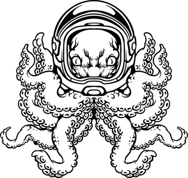 Outline Octopus Space Clipart Vector illustrations for your work Logo, mascot merchandise t-shirt, stickers and Label designs, poster, greeting cards advertising business company or brands.