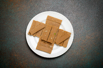 Traditional north Indian burfi made with mawa, almonds, and cashew nuts