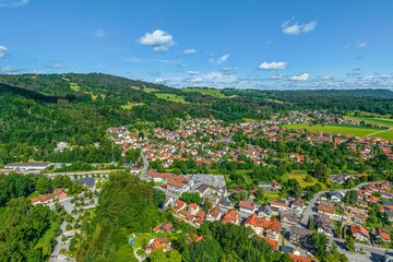 Ausblick auf den Markt Peißenberg in Oberbayern - nördlich der Bergehalde