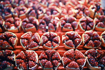 fresh berries and fruits breakfast in the cafe
