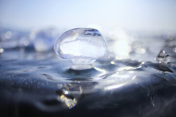 piece of ice baikal on ice, nature winter season crystal water transparent outdoor