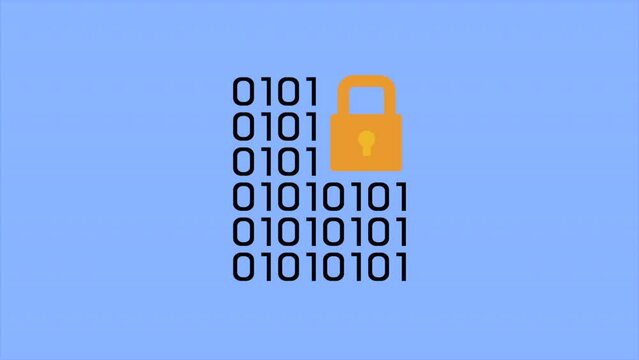 binary code with padlock cyber security