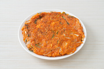 Korean Kimchi pancake or Kimchijeon