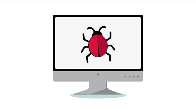 bug in desktop cyber security animation