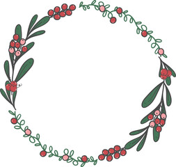 Fototapeta premium cute doodle Christmas wreath hand drawn