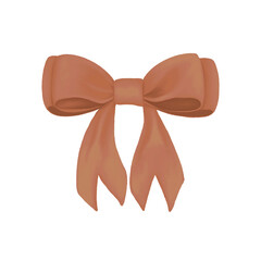 Watercolor orange bow illustration. Hand drawn watercolor gift bow illustration isolated on transparent background. Perfect for Party or greeting object,etc.