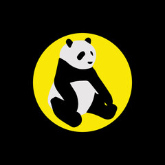 silhouette cute panda vector illustration