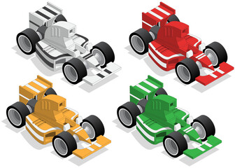 Set of sports cars. Isometric. Isolated on white background. Vector illustration.