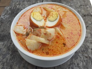 Close up of vegetable ketupat,