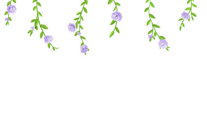 水彩風　紫のバラのヘッダーイラスト　16：9　PNG