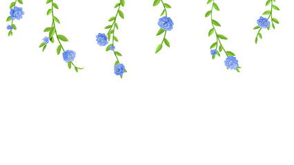 水彩風　青いバラのヘッダーイラスト　16：9　PNG