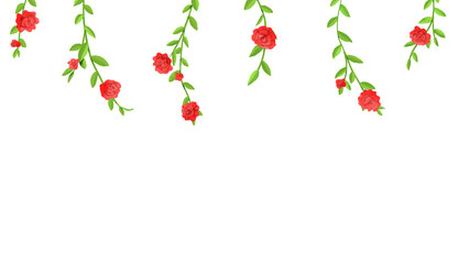 水彩風　赤いバラのヘッダーイラスト　16：9　PNG