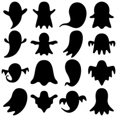Set of Ghost isolated on white background
