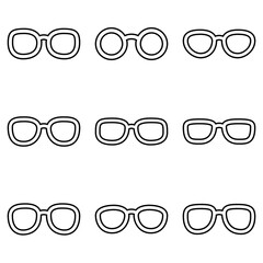 Set of Glasses in line style isolated