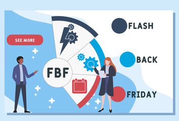 FBF - Flashback Friday acronym. business concept background.  vector illustration concept with keywords and icons. lettering illustration with icons for web banner, flyer, landing