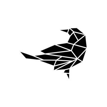 raven crow bird geometric logo  design icon vector